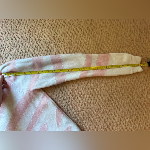 Milly Zebra Intarsia Sweater, Pink& White,  Merino Wool/Cashmere, Size S, EUC! - Picture 7 of 8